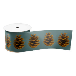 Pinecone rustikale Natur aquamarin braun Satinband