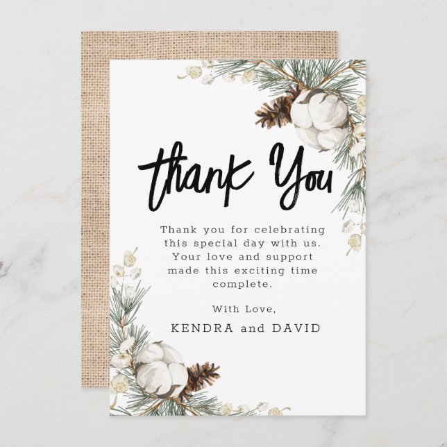 Pinecone Spruce Flat Danke Karte (Vorne/Hinten)