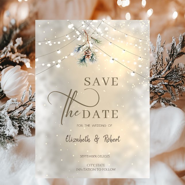 Pinecone String Lights Winter WeddingSave the Date Save The Date (Von Creator hochgeladen)