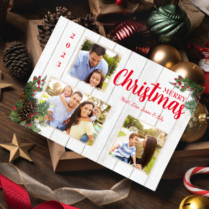 Pinecone und Holly Frohe Weihnachtskarte Feiertagskarte