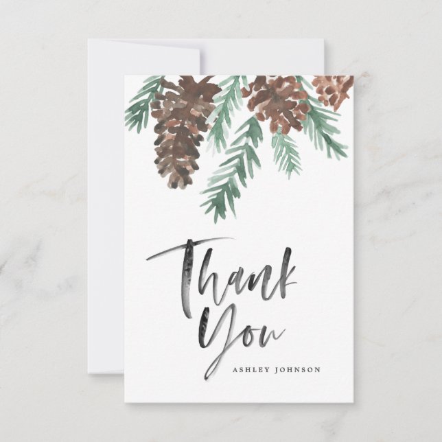 Pinecone Vielen Dank, dass Sie Script Flat Card Einladung (Vorderseite)