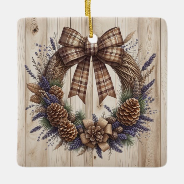 Pinecone Wreath Keramikornament (Vorderseite)