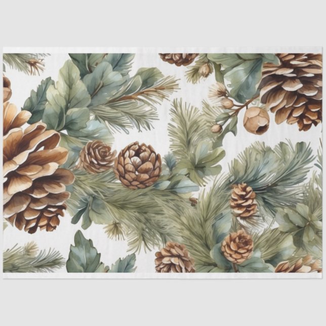 Pinecones, Baumzweige Naturschutz Seidenpapier (Vorderseite)