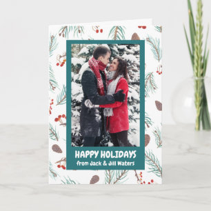 Pinecones Berries Winter CUSTOM FOTO Holiday Karte