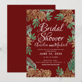 Pinecones Burgund Brautparty Einladung
