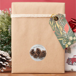 Pinecones Foto Frohe Weihnachten Glück Neues Jahr Runder Aufkleber