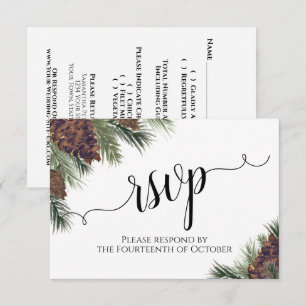 Pinecones & Greenery Rustikale Hochzeit RSVP Karte