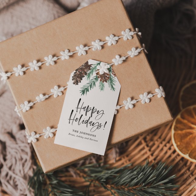 Pinecones Pinecones Pinecones Pinselstriche Skript Geschenkanhänger (Von Creator hochgeladen)