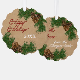 Pinecones Pinecones Pinselnäedles Branchen Kranz Ornament Karte