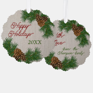 Pinecones Pinecones Pinselnäedles Branchen Kranz Ornament Karte