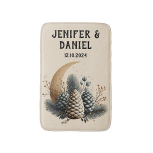 Pinecones und Crescent Moon Winter Liebe Badematte