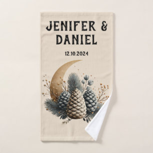 Pinecones und Crescent Moon Winter Liebe Badhandtuch Set
