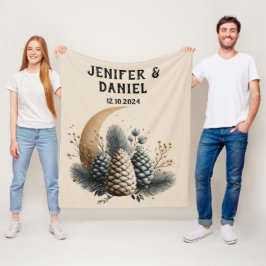 Pinecones und Crescent Moon Winter Liebe Fleecedecke