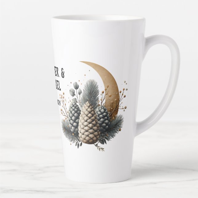 Pinecones und Crescent Moon Winter Liebe Milchtasse (Rechts)