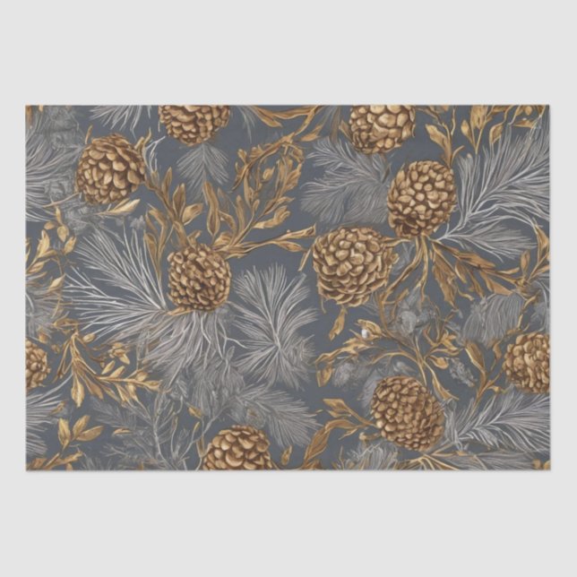 Pinecones und Zweige Seidenpapier (Vorderseite)