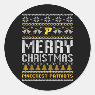 Pinecrest Patriots Logo Frohe Weihnachten Ugly Swe Runder Aufkleber