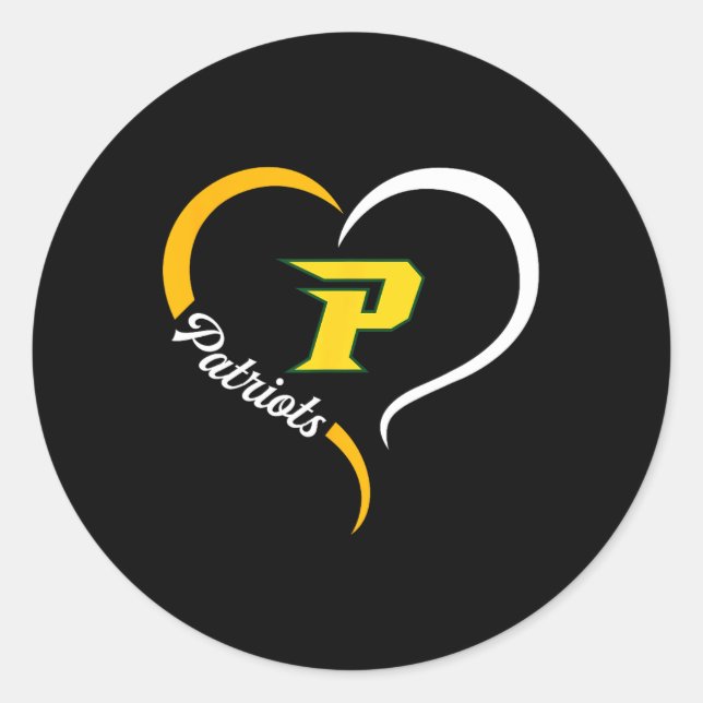 Pinecrest Patriots Logo Halbherz Slogan Hs Runder Aufkleber (Vorderseite)