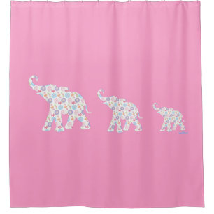 PinElephants Blume Muster Niedlich Moderne Duschvorhang