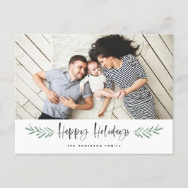 Pineneedle Happy Holidays Modernes Foto Feiertagspostkarte