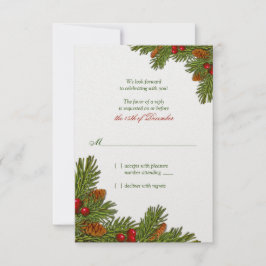 Pines Boughs Holiday Winter Wedding RSVP Card
