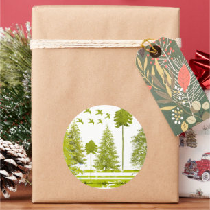 Pines mit moon-individualisierter BackGround-Farbe Runder Aufkleber