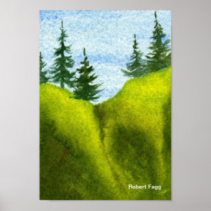 Pines on a Hill #2 Art Print Poster