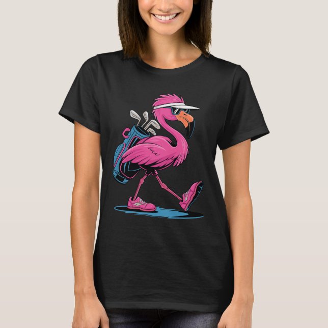Ping Flamingo Golf Sungles Woman Ladies Men Golf L T-Shirt (Vorderseite)