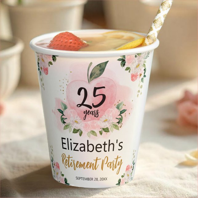 Ping Gold Apple Lehrer Rente Party Papier Becher (Von Creator hochgeladen)