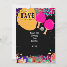 Ping Pong 40. Geburtstag Save the Date Einladung