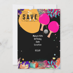 Ping Pong 40. Geburtstag Save the Date Einladung