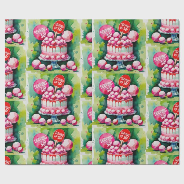 Ping Pong 50. Geburtstag Geschenkpapier (Saum)