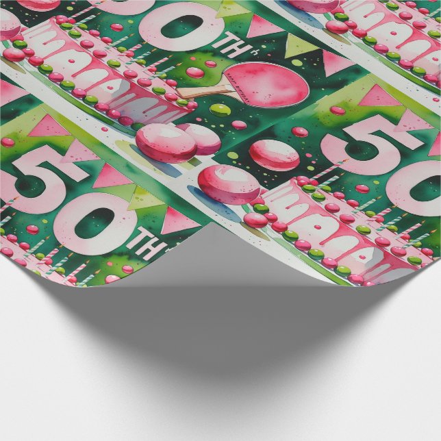 Ping Pong 50. Geburtstag Geschenkpapier (Ecke)