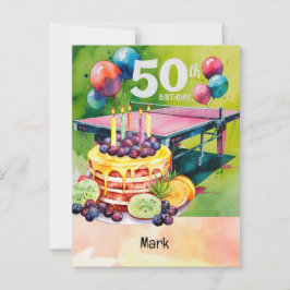 Ping Pong 50. Geburtstag mit Cake Postkarte