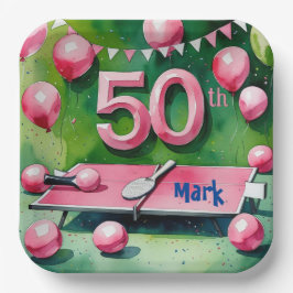 Ping Pong 50. Geburtstag mit der Nummer 50 Pappteller