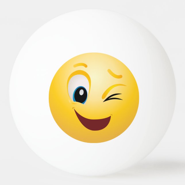 Ping Pong Balls - Winking Emoji Happy Face Tischtennisball (Vorderseite)