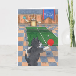 Ping Pong Cats Birthday Bud & Tony Notecard Karte