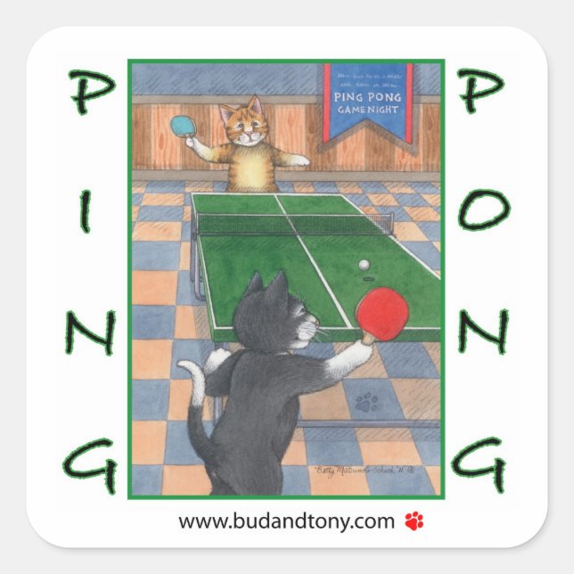 Ping Pong Cats Bud & Tony Sticker (Vorderseite)