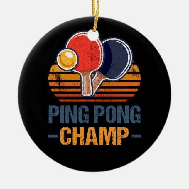 Ping Pong Champ Tischtennis Spieler Sporttrainer Keramik Ornament (Vorne)