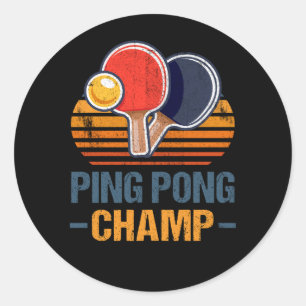 Ping Pong Champ Tischtennis Spieler Sporttrainer Runder Aufkleber