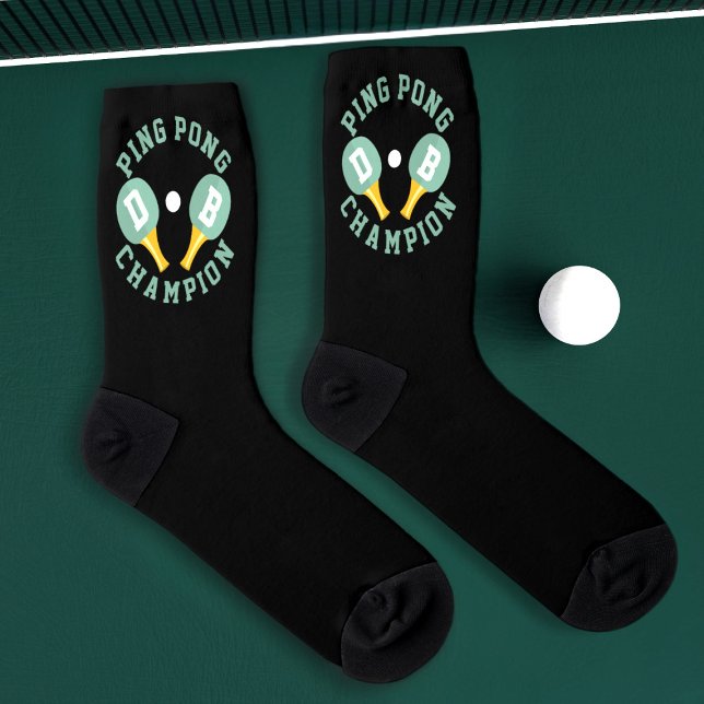Ping Pong Champion Monogram Tischtennis Socken (Socks for the Ping Pong Champion in your life. Just add their initials)