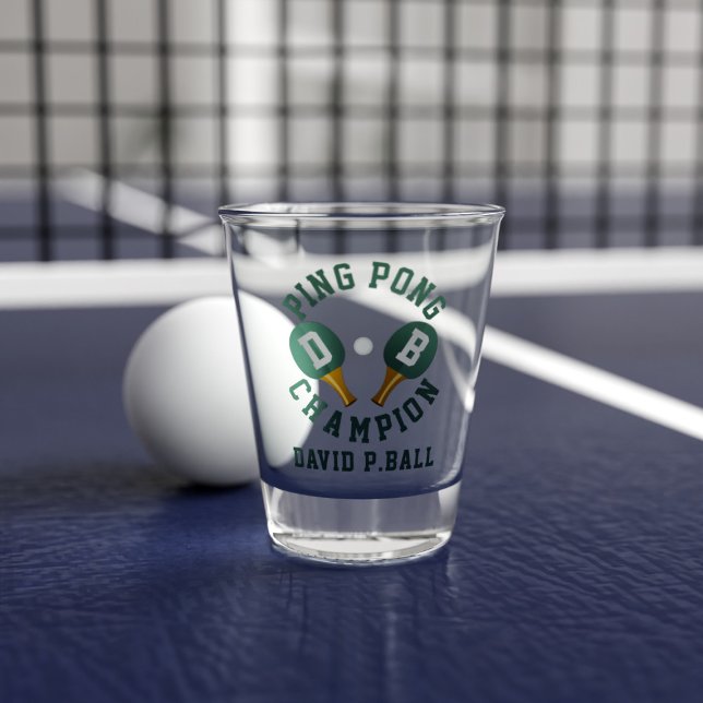 Ping Pong Champion Personalisiert Shot Glass Schnapsglas (Perfect shot glass for the ping pong champion in your life. Just add their name and initials)