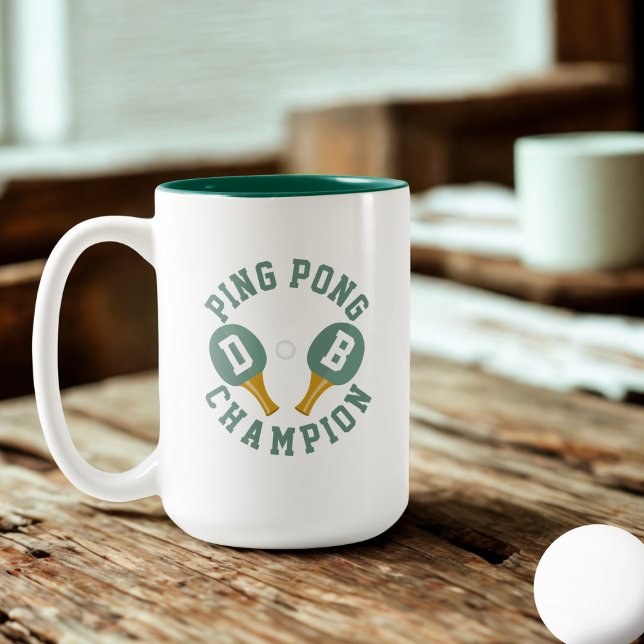 Ping Pong Champion Personalisiert Zweifarbige Tasse (For the Ping Pong Champion in your life. Just add their name and initials)