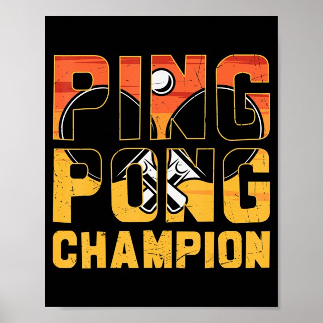 Ping Pong Champion Retro Tischtennis Poster (Vorne)
