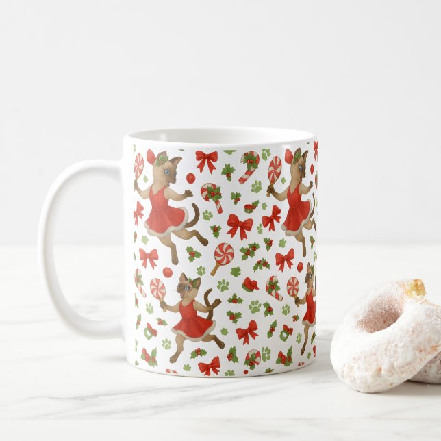 Ping Pong Christmas themed for Siamese Cat Lovers  Kaffeetasse (Mit Donut)