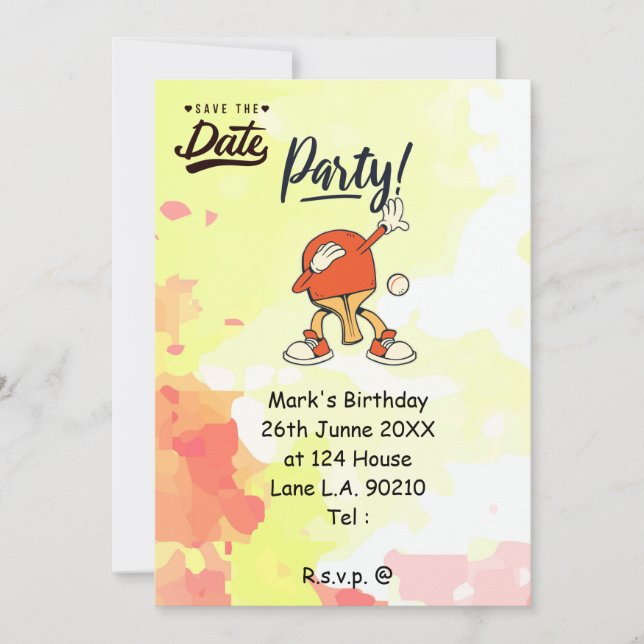 Ping Pong Dabbing Tischtennis Party lustig     Einladung (Vorderseite)