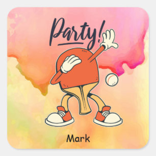 Ping Pong Dabbing Tischtennis Party lustig Quadratischer Aufkleber