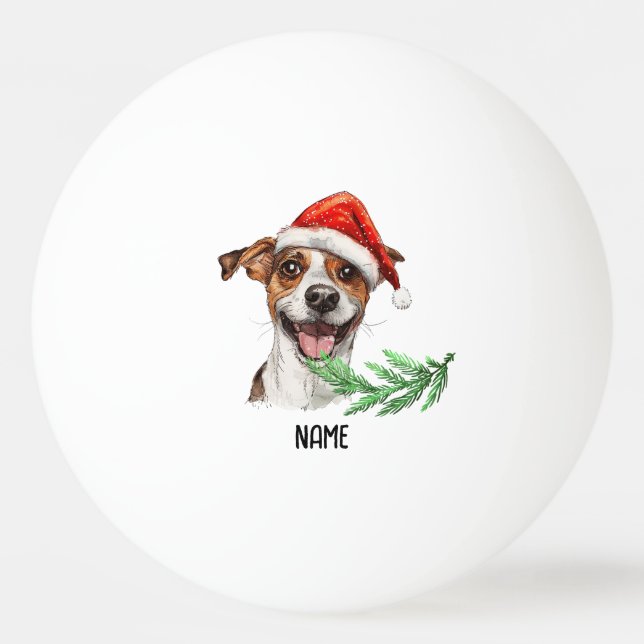 Ping Pong Frohe Weihnachten mit Santa Dog Tischtennisball (Vorderseite)