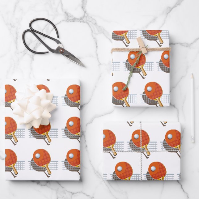 Ping-Pong-Geschenkpapier, Tischtennis-Geschenkverp Geschenkpapier Set (Vorderseite)