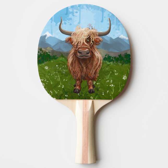Ping Pong Highland Cow Tischtennis Schläger (Vorderseite)