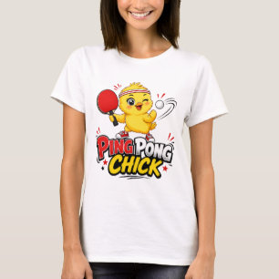 Ping Pong Huhn Süß Tischtennis Design T-Shirt